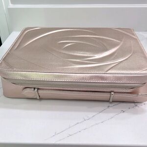 NEW Beautiful Lancome large rose gold travel skincare cosmetic case